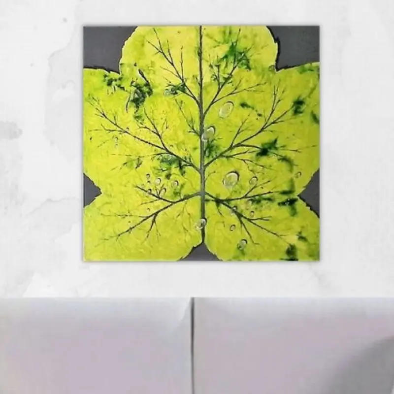 Dipinto Moderno Botanico, Quadro con Foglia Verde