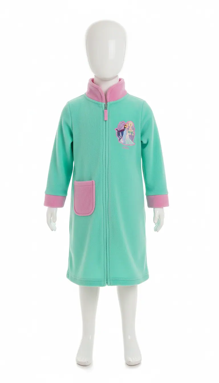 Disney Frozen Vestaglia da Notte per Bambina in Pile Coral | Accappatoio da Casa con Cerniera e Taschino | Varianti Rosa e Acqua | Prodotto Ufficiale Disney