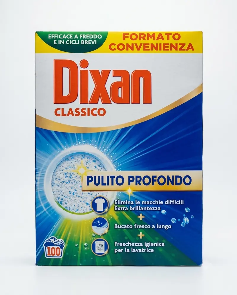 Dixan Classico Detersivo Polvere 5,5 kg 100 Lavaggi – Pulito Profondo, Smacchia ed Efficace a Freddo