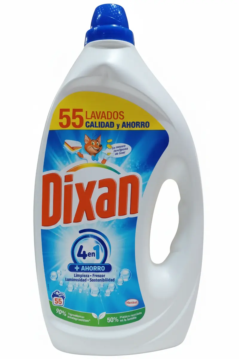 Dixan Liquido Lavatrice 4in1 Classico 55 Lavaggi (2,475 L) | Tecnologia Deep Clean per Pulizia Profonda | Efficace a 20°C | Brillantezza e Freschezza Duratura