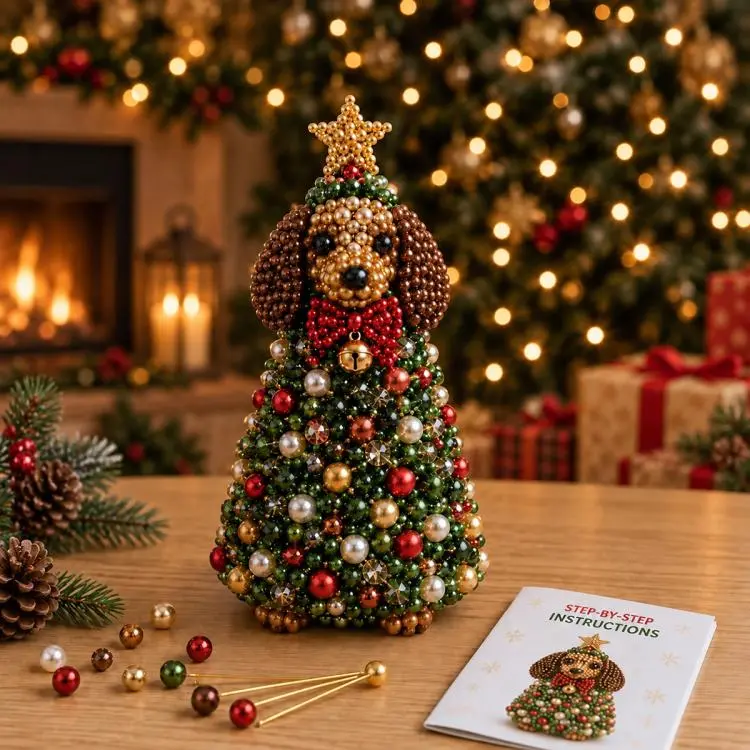 DIY Beaded Animals Decorations Tree Craft Kit, Dachshund, Hedgehog, Owl, Penguin, Rabbit, Highland Cattle, Reindeer, White Bear, Kitten, Pony, Raccoon, Fox