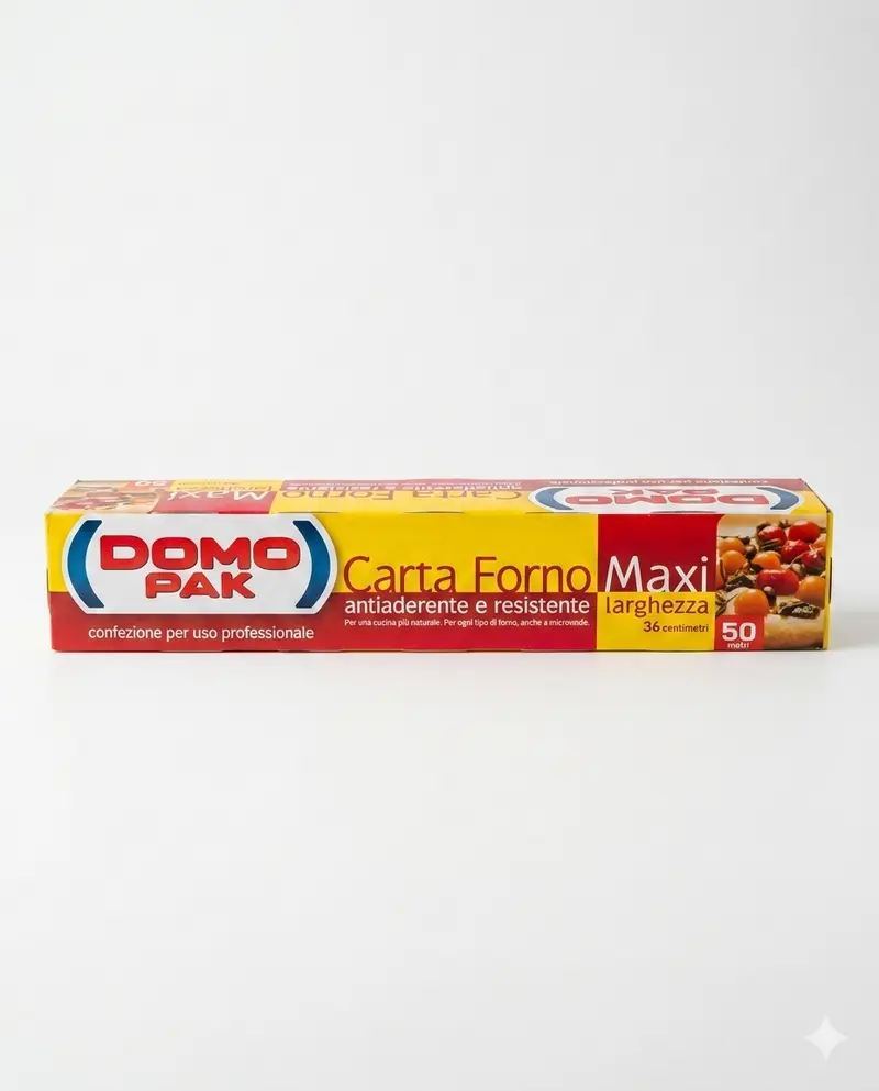 DOMOPAK Carta Forno Professionale Maxi 50 metri x 36 cm – Carta Antiaderente Alta Resistenza per Forno, Microonde e Padella