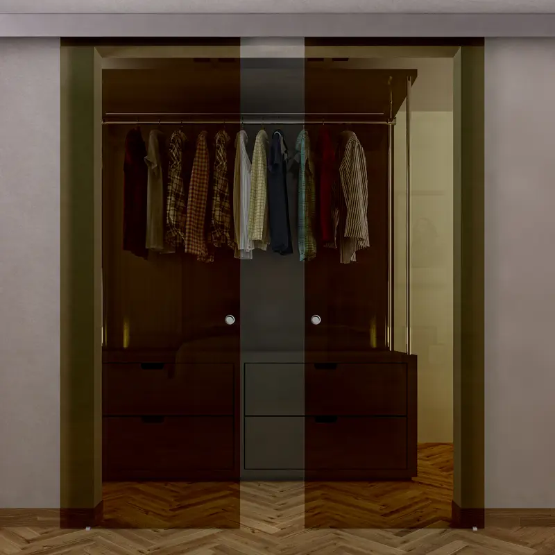 Doppia Anta in Vetro Bronzo Esterno Muro con Binario Compact