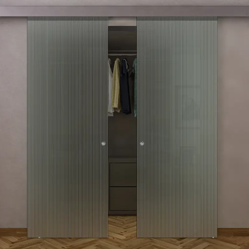 Doppia Anta in Vetro Plissè Esterno Muro con Binario Compact