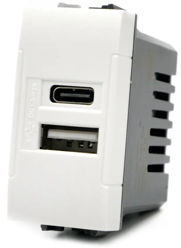 Doppia presa USB A e USB tipo C 5V 2.4A compatibile Living International