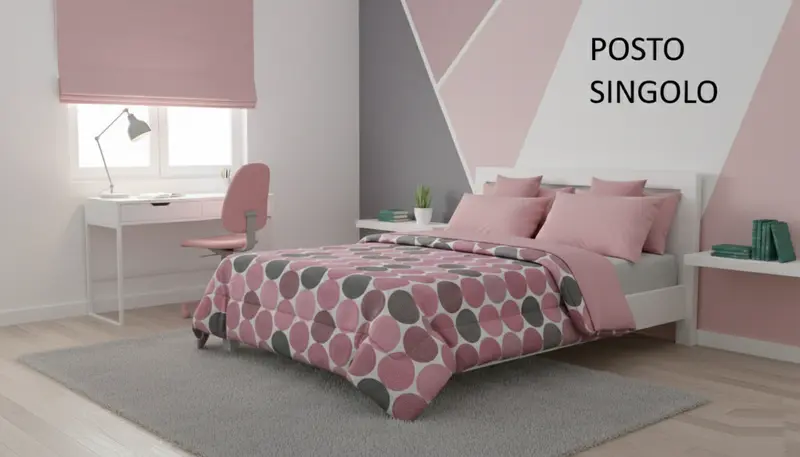 El Charro Trapunta Singola Linea Gallery Design CIRCE | Cerchi Moderni ROSA & TORTORA (1 Posto) | 100% Poliestere | Made in Italy