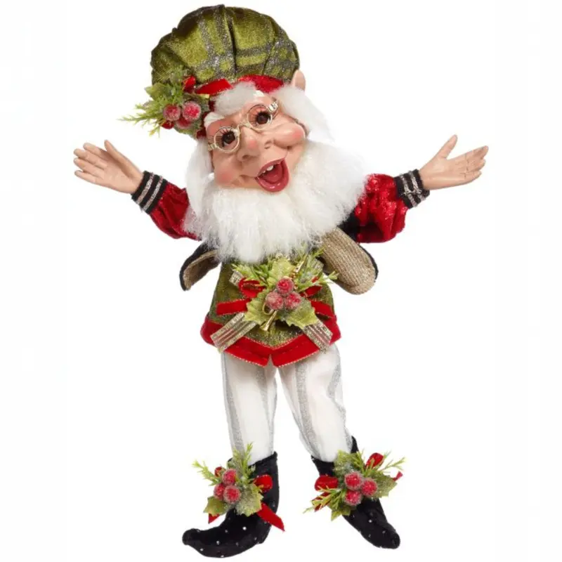 Elfo Natalizio Joyeux Noel Rosso, Verde e Oro Edizione Limitata – Goodwill by Mark Roberts, 26,5cm