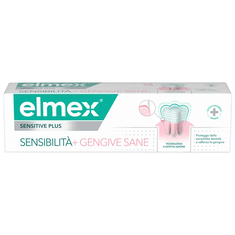 elmex® Sensibilità + Gengive Sane 75ml | Dentifricio Doppia Azione Clinicamente Provata | Con Fluoruro Stannoso e Zinco