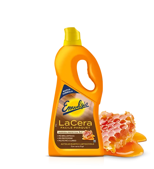 Emulsio LaCera Facile Parquet | 725 ml | Barriera Protettiva 3in1 con Cera d'Api | Autolucidante Antiscivolo e Anti-Graffio | Senza Lucidatrice