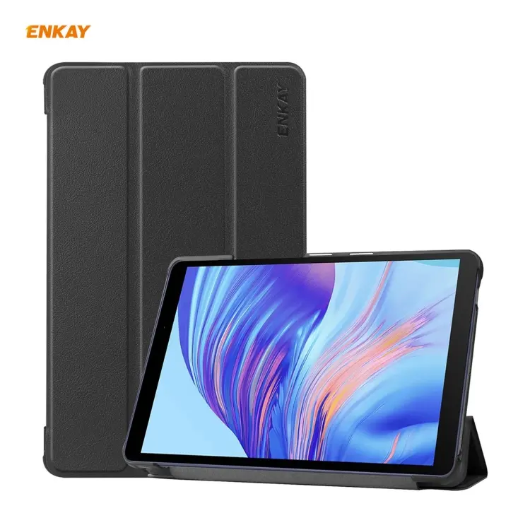 ENKAY Custodia in pelle PU + plastica con supporto a tre pieghe per Huawei MatePad T8 / Honor Tablet X7, For Huawei MatePad T8