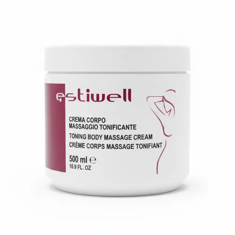 ESTIWELL Crema Corpo Massaggio Tonificante 500 ml – Azione Rassodante con Luppolo, Soia ed Echinacea – Toning Body Massage Cream