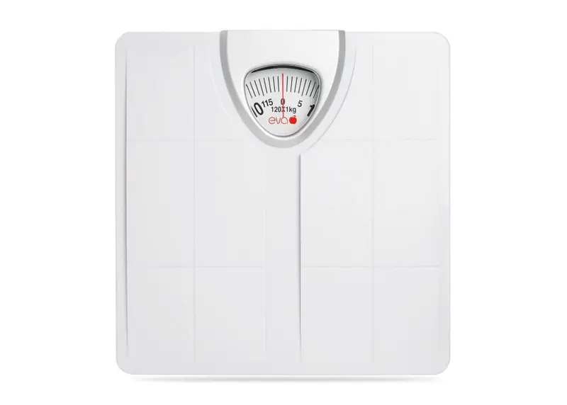 Eva Bilancia Pesapersona Meccanica Mod. 621 | Design Bianco e Cromato | Portata 120 Kg | Pedana Antiscivolo ad Alta Precisione