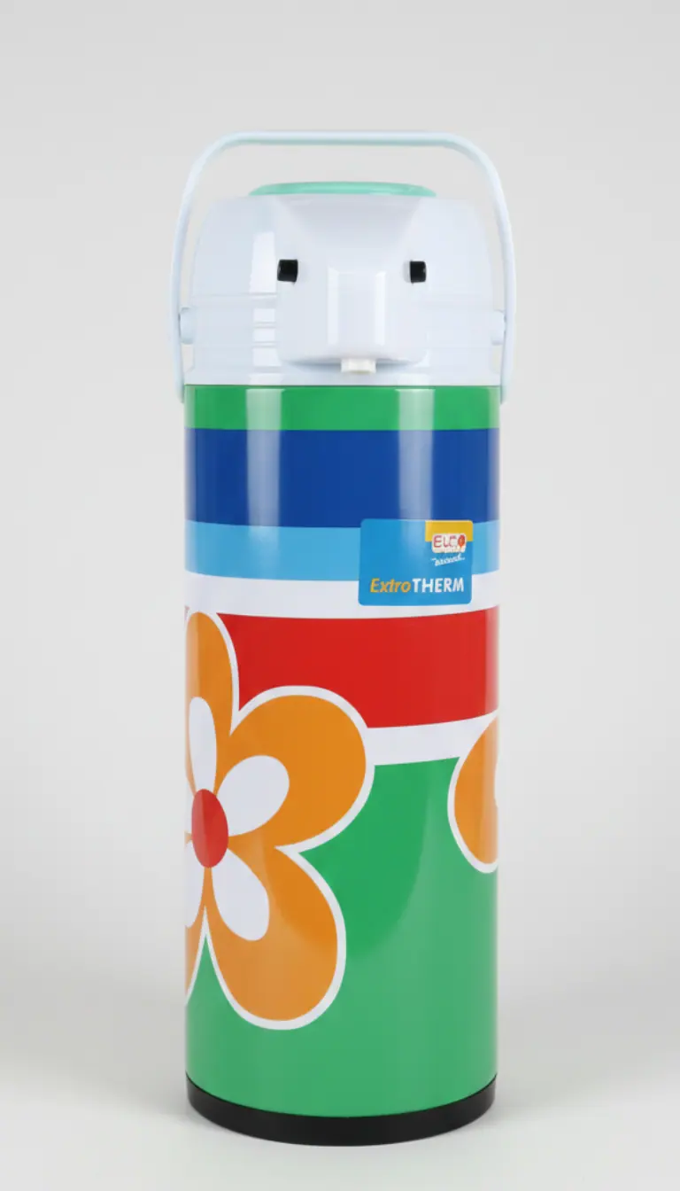 Eva Collection Caraffa Termica a Pompa 1,9 Litri | Thermos Extratherm per Bevande Calde e Fredde | Sistema di Erogazione Facilitato | Design Floreale Elegante con Manico Integrato