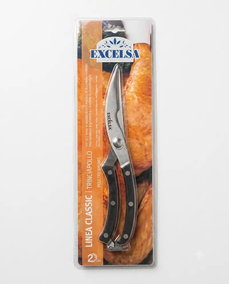 EXCELSA Linea Classic Forbici Trinciapollo 13cm – Lama in Acciaio Inox e Manico in Bachelite Rivettato Taglio Professionale