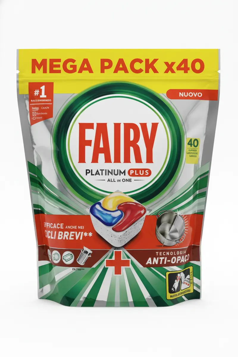 FAIRY PLATINUM PLUS Tutto in 1 Capsule Limone (40 Caps) Mega Pack | N.1 Raccomandato Produttori | Efficace anche nei Cicli Brevi** | Tecnologia Anti-Opaco | Formula NUOVA