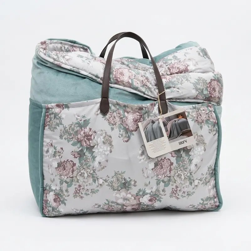 Fancy Home Trapunta Matrimoniale Double Face Lulù - Velluto Verde Salvia e Stampa Botanica