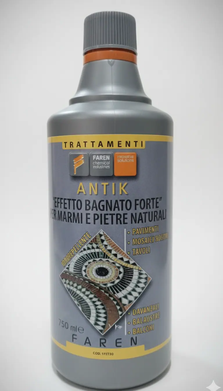 FAREN ANTIK Protettivo Ravvivante Effetto Bagnato Forte 750ml | Idro-Oleorepellente Professionale | Per Marmo, Pietre Naturali, Mosaici e Rosoni | Protezione UV e Consolidante