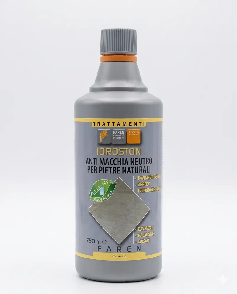 Faren Idroston Antimacchia Neutro per Pietre Naturali 750ml – Trattamento Traspirante Base Acqua per Marmo, Granito e Superfici Delicate