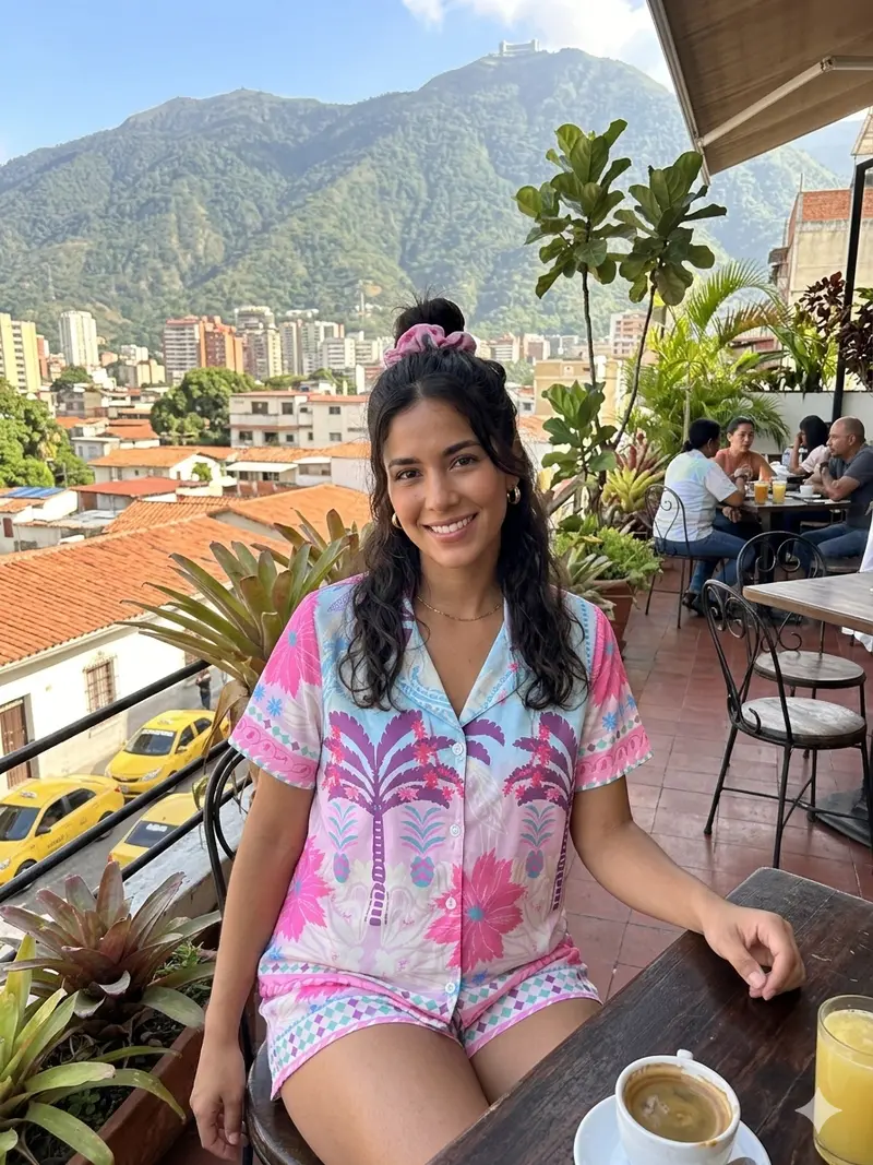 Filo D'Angelo Pigiama Corto Donna Raso Ortensia Caracas