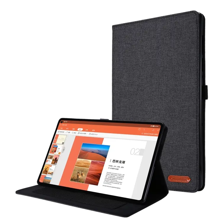 Flip orizzontale TPU + custodia protettiva in pelle PU tessuto con clip per biglietti da visita, For Lenovo M10 Plus