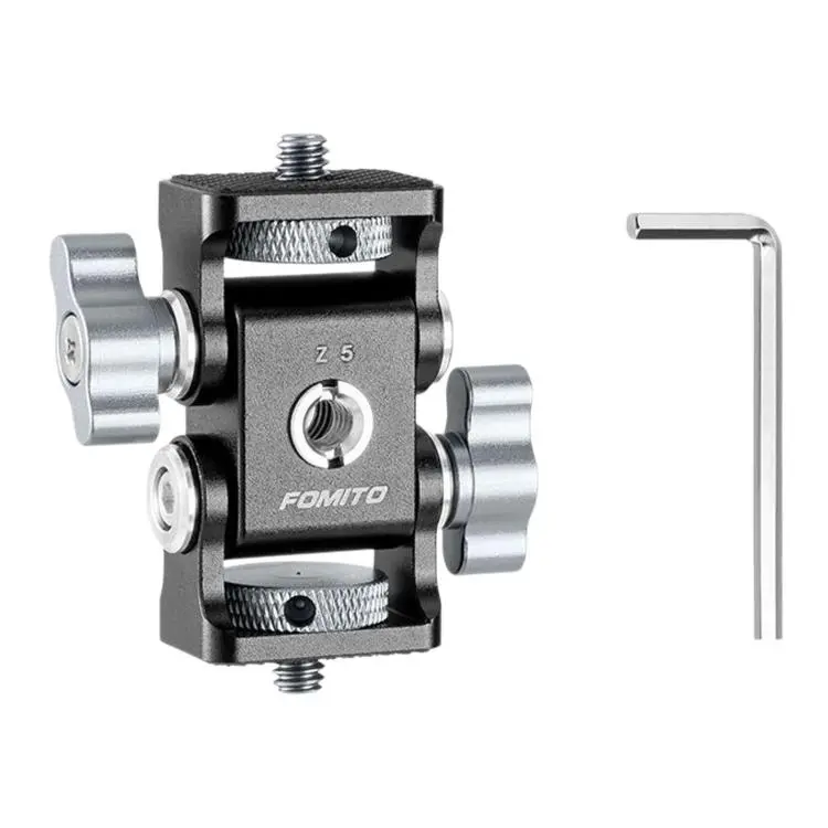 FOMITO Metal DSLR Camera Dual Head Snail Mount 1/4 Inch Adjustable Damping Monitor Bracket