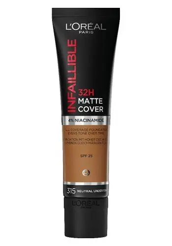 Fondotinta L'Oréal Infaillible 32H Matte Cover - 315 Neutral Undertone | Copertura Niacinamide