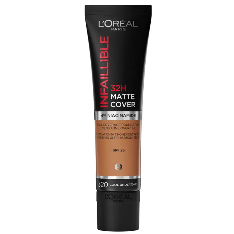 Fondotinta L'Oréal Infaillible 32H Matte Cover - 320 CARAMEL con Niacinamide | Lunga Durata