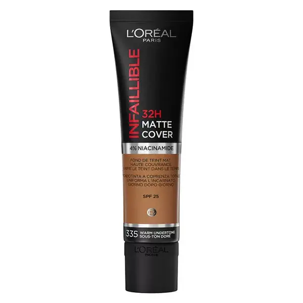 Fondotinta L'Oréal Infaillible 32H Matte Cover - 335 Sotto-Tono Dorato | Copertura Totale Niacinamide