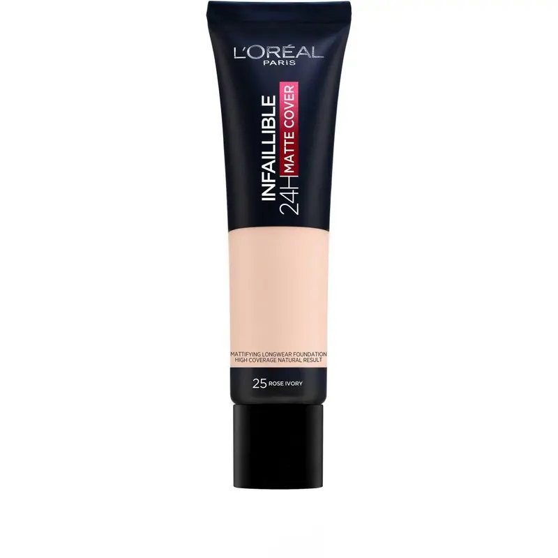 Fondotinta Matte L'Oréal Infaillible 32H Cover Totale - Tonalità 25 Ivoire con Niacinamide