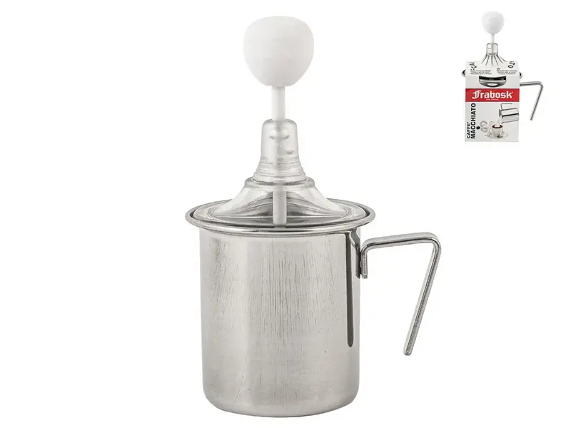 Frabosk Montalatte Manuale 'Caffè Macchiato' 1 Tazza | Schiumalatte Professionale in Acciaio Inox | 100% Made in Italy | Creamer per Cappuccino e Latte Schiumato