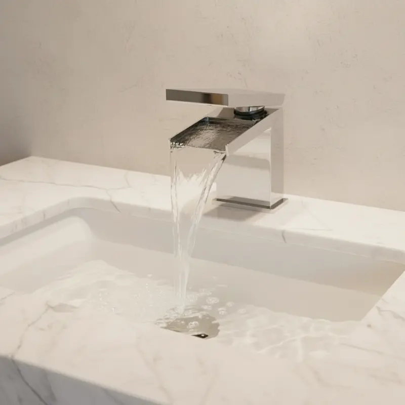 Fromac Razor rubinetto lavabo con bocca a cascata e scarico click-clack 8512