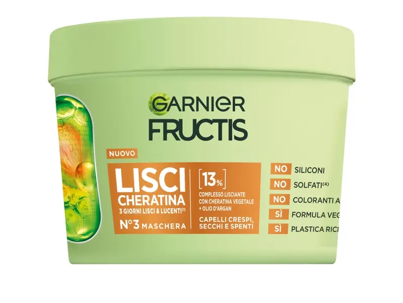 Fructis Cheratina Vegetale Maschera Lisciante Olio d'Argan- Capelli crespi secchi e spenti