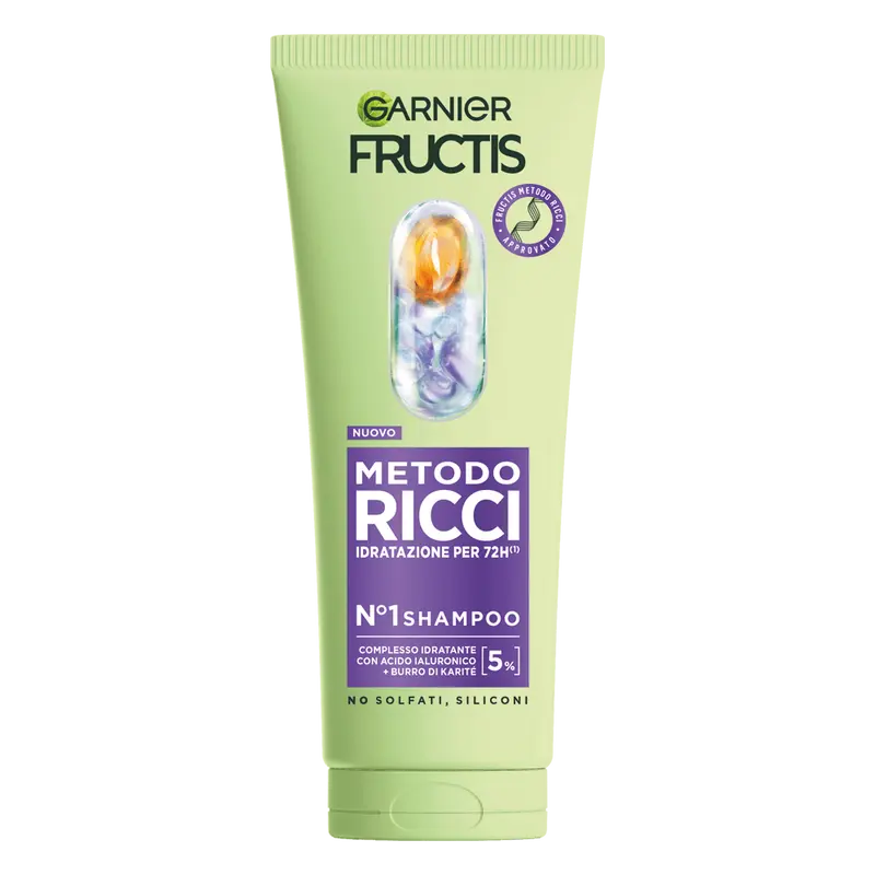 FRUCTIS Metodo Ricci Shampoo Idratante 225ml – Formula Senza Solfati e Siliconi – Soluzione Anti-Crespo Curly Girl Approved fino a 4 Giorni