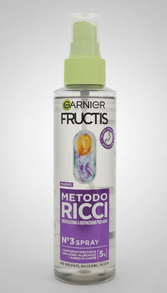 Fructis Metodo Ricci Spray Idratante (150ml) | Con Acido Ialuronico & Burro di Karité | Ravviva Ricci Senza Risciacquo | Zero Siliconi