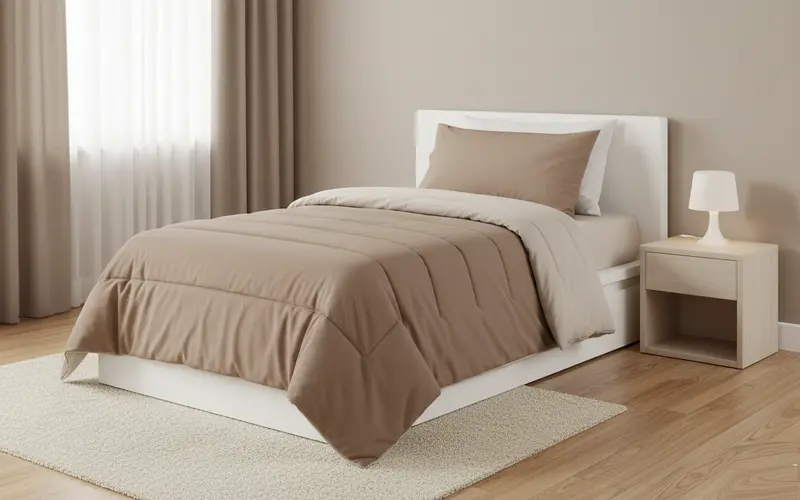 Galbissima COPPIA PIUMONE Singolo (1 Posto) - Double Face Tortora/Beige | PAGHI 1 PRENDI 2 (Promozione) | Imbottitura Calda in Poliestere | Made in Italy