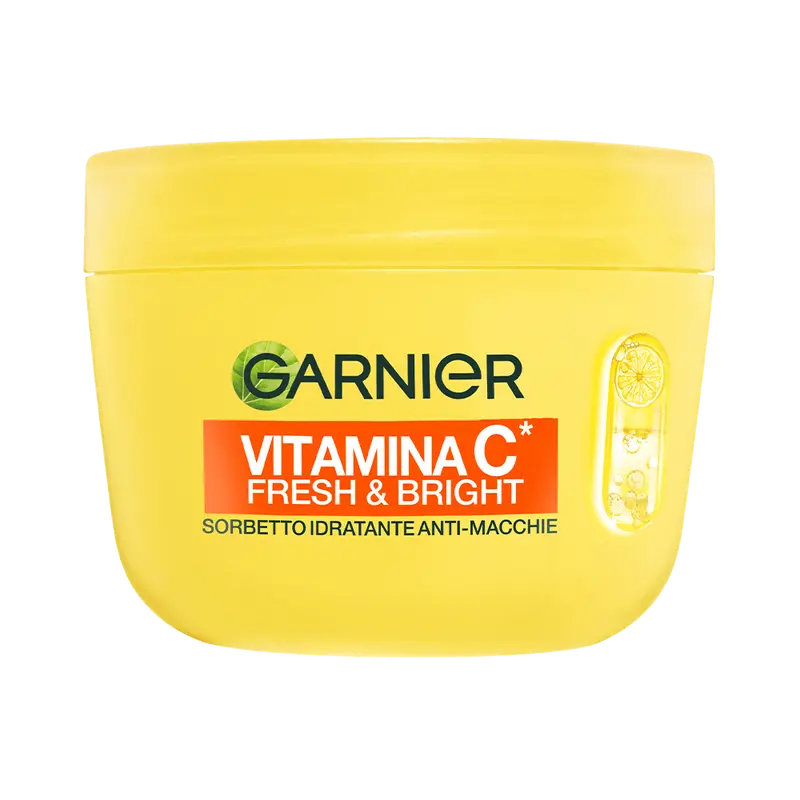 Garnier Fresh & Bright Crema Sorbetto Idratante Anti-Macchie (85ml) – Vitamina C + Niacinamide 4% – 48H Idratazione e 8H Anti-Lucidità