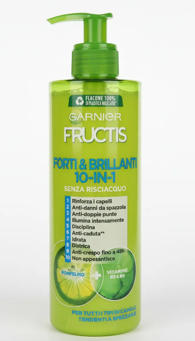 GARNIER Fructis Forti & Brillanti 10-in-1 Trattamento Senza Risciacquo 400ml | Crema Capelli Rinforzante con Pompelmo e Vitamine