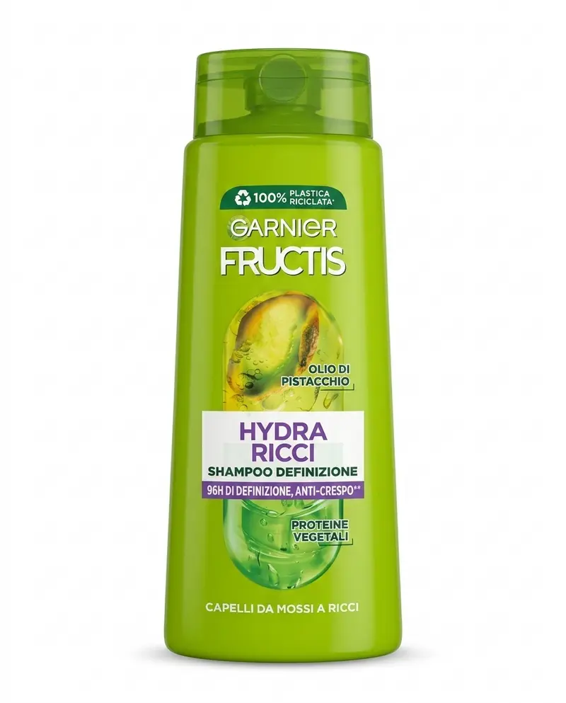 GARNIER Fructis Hydra Ricci Shampoo Definizione 700ml Olio di Pistacchio e Proteine Vegetali – Fissaggio Elastico Anticrespo 96 Ore Mega Formato