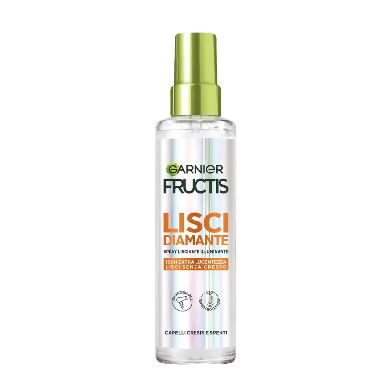 Garnier Fructis Lisci Cheratina Spray Lisci Diamante (150ml) – Termoprotettore 230°C con Cheratina Vegetale e Olio d'Argan – 100H Extra Lucentezza