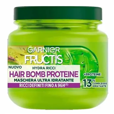 Garnier Fructis Maschera Hair Bomb Hydra Ricci Proteica 320ml | Per Ricci Definiti e Capelli Molto Secchi | Con Olio di Pistacchio | Anti-Crespo
