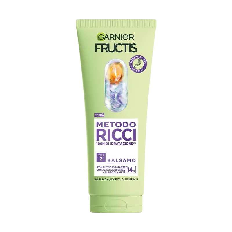 Garnier Fructis Metodo Ricci Balsamo N°2 – Trattamento Districante 200ml – Con Acido Ialuronico e Burro di Karité per 100H di Idratazione