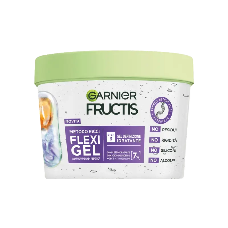 Garnier Fructis Metodo Ricci Flexi Gel 370ml – Step 3 Definizione e Idratazione 100h – Con Acido Ialuronico – Fissaggio Naturale