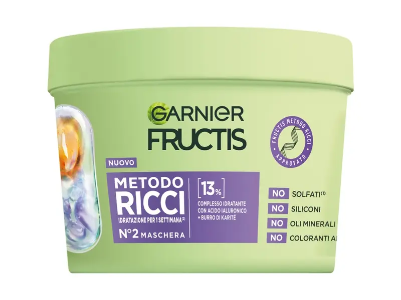 Garnier Fructis Metodo Ricci Maschera N°2 – Trattamento 2-in-1 Idratante 370ml – Con Acido Ialuronico e Burro di Karité per Ricci Definiti 4 Giorni