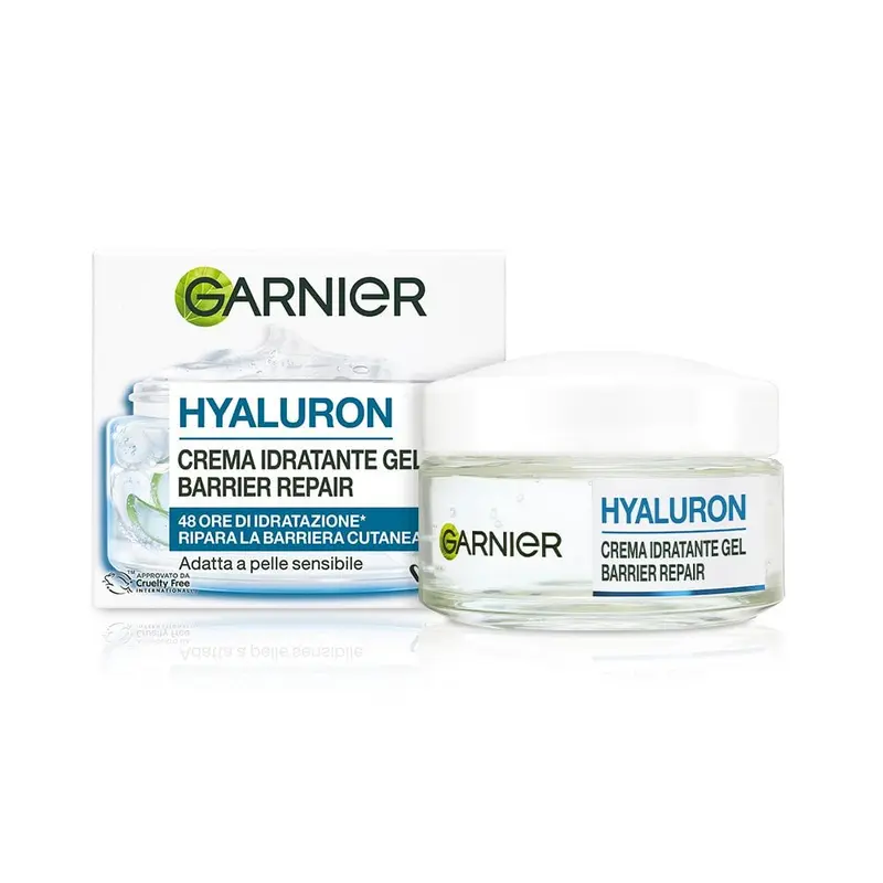 Garnier Hyaluron Barrier Repair Crema Idratante Gel 50ml – Riparazione Barriera Cutanea con Aloe Vera, Allantoina e 5% Glicerina