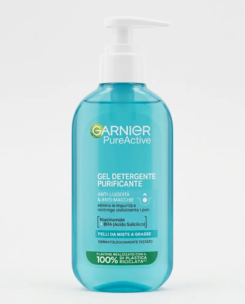 Garnier Pure Active Gel Detergente Purificante 200ml – Con Acido Salicilico e Zinco per Pelli Miste e Grasse – Anti-Sebo e Pori Ristretti