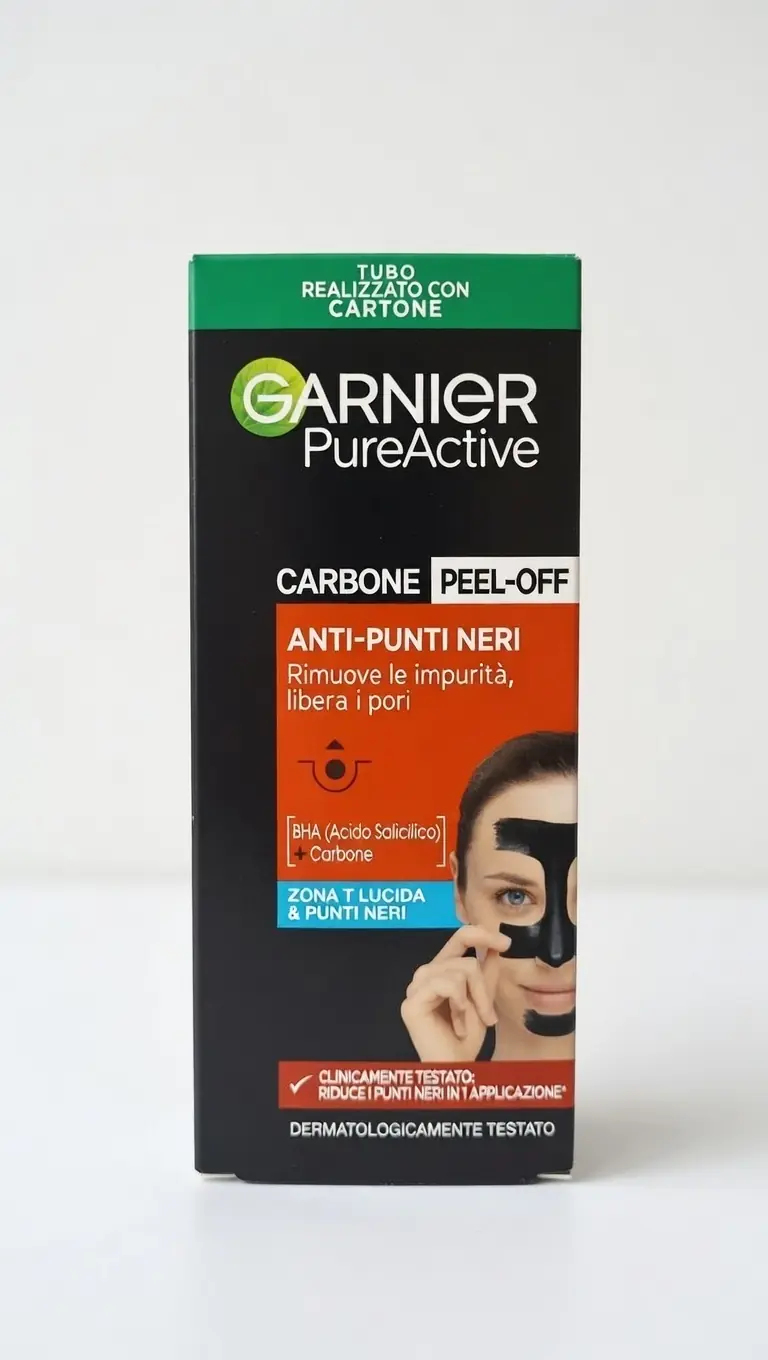 Garnier Pure Active Maschera Peel-Off Carbone 50ml – Trattamento Anti-Punti Neri con Acido Salicilico per Pelli Miste e Grasse