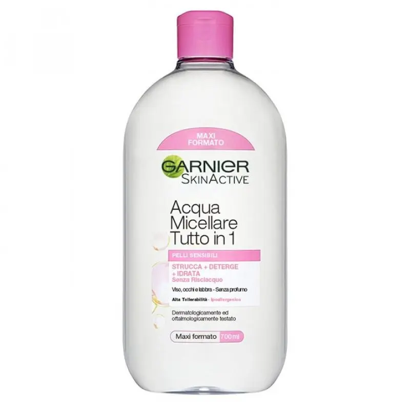 Garnier SkinActive Acqua Micellare Tutto in 1 - 700ml Maxi Formato – Pelli Sensibili, Senza Profumo