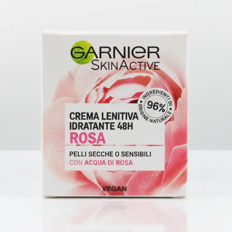 Garnier SkinActive Crema Idratante Lenitiva 48H Acqua di Rosa 50 ml | 96% Ingredienti Naturali | Per Pelli Secche e Sensibili | Senza Siliconi