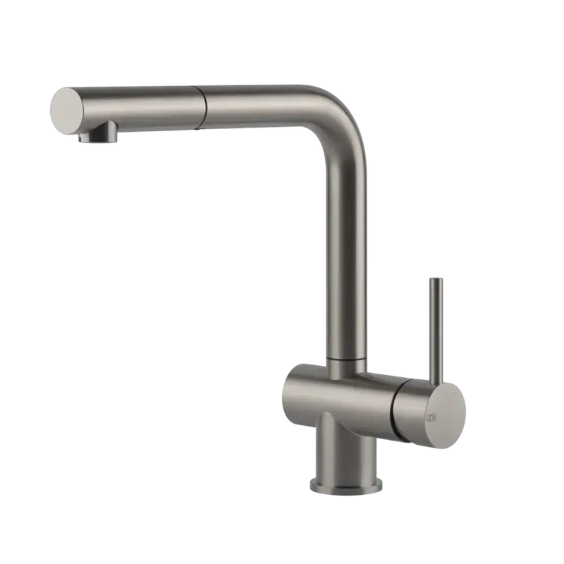 Gessi Acciaio rubinetto cucina con canna girevole e doccetta estraibile 60598