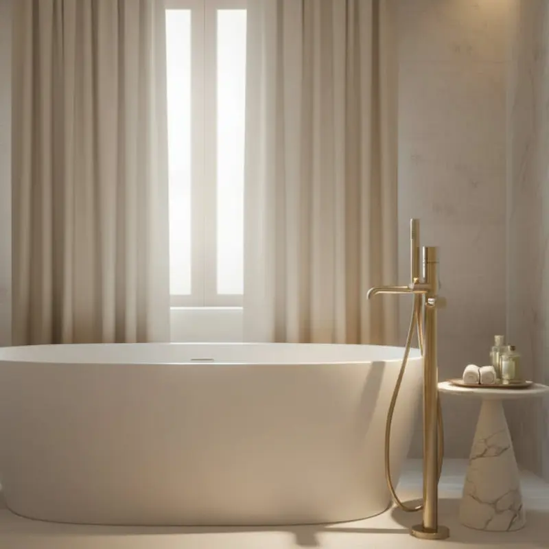 Gessi Habito rubinetto vasca da bagno a pavimento con doccetta 70028 + 46189